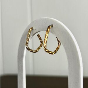 Vintage Twisted Gold Tone Hoops with Stud backing